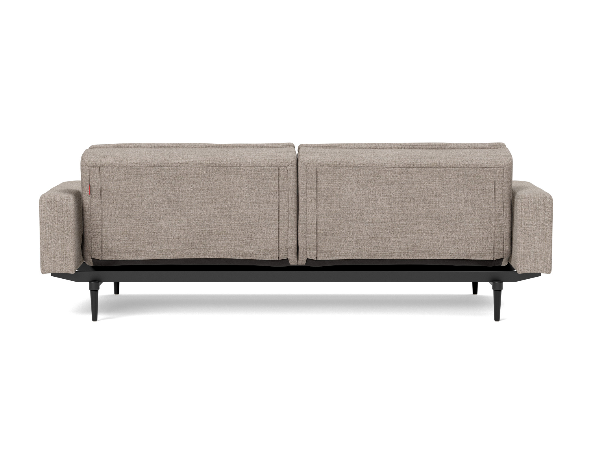 Schlafsofa Dublexo mit Armlehnen Chenille Yuveno 472-Warm-Grey Beine Styletto Eiche schwarz