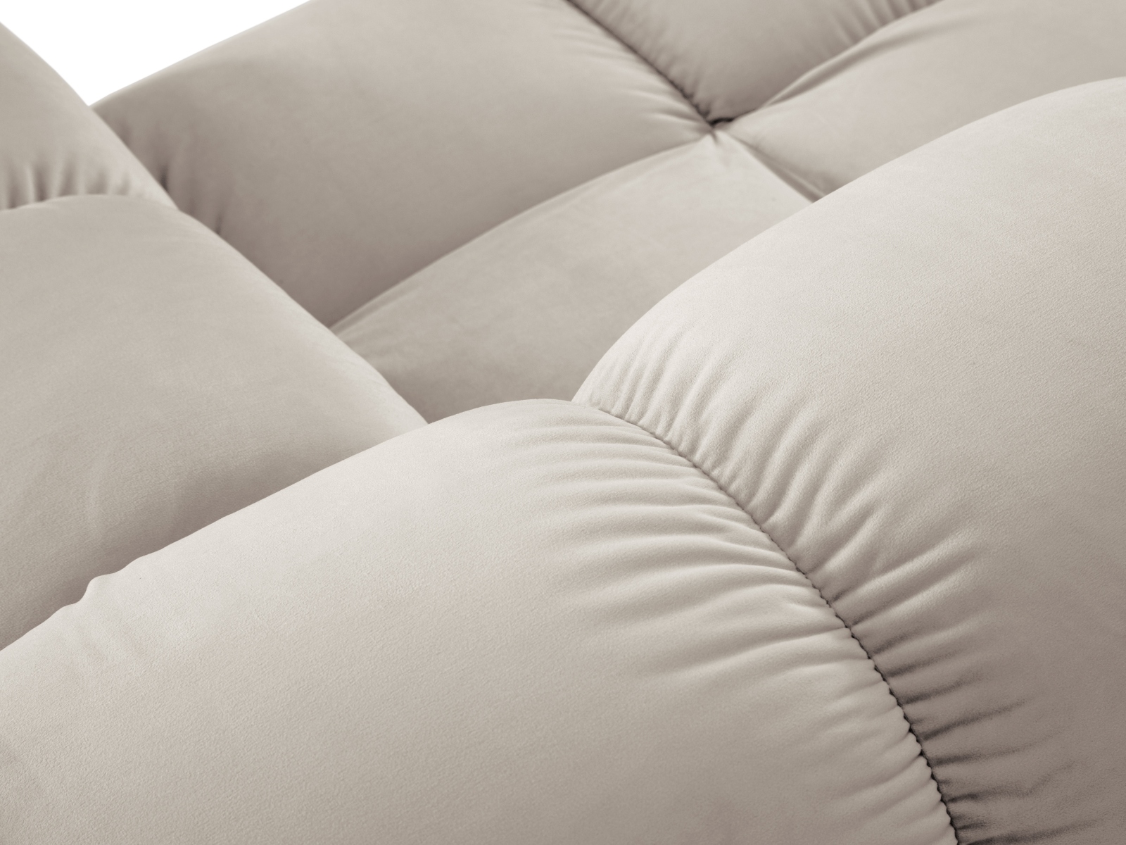 Micadoni Modulares Sofa Bellis 3-Sitzer mit flachem Modul Samt Bluvel Dunkelbeige
