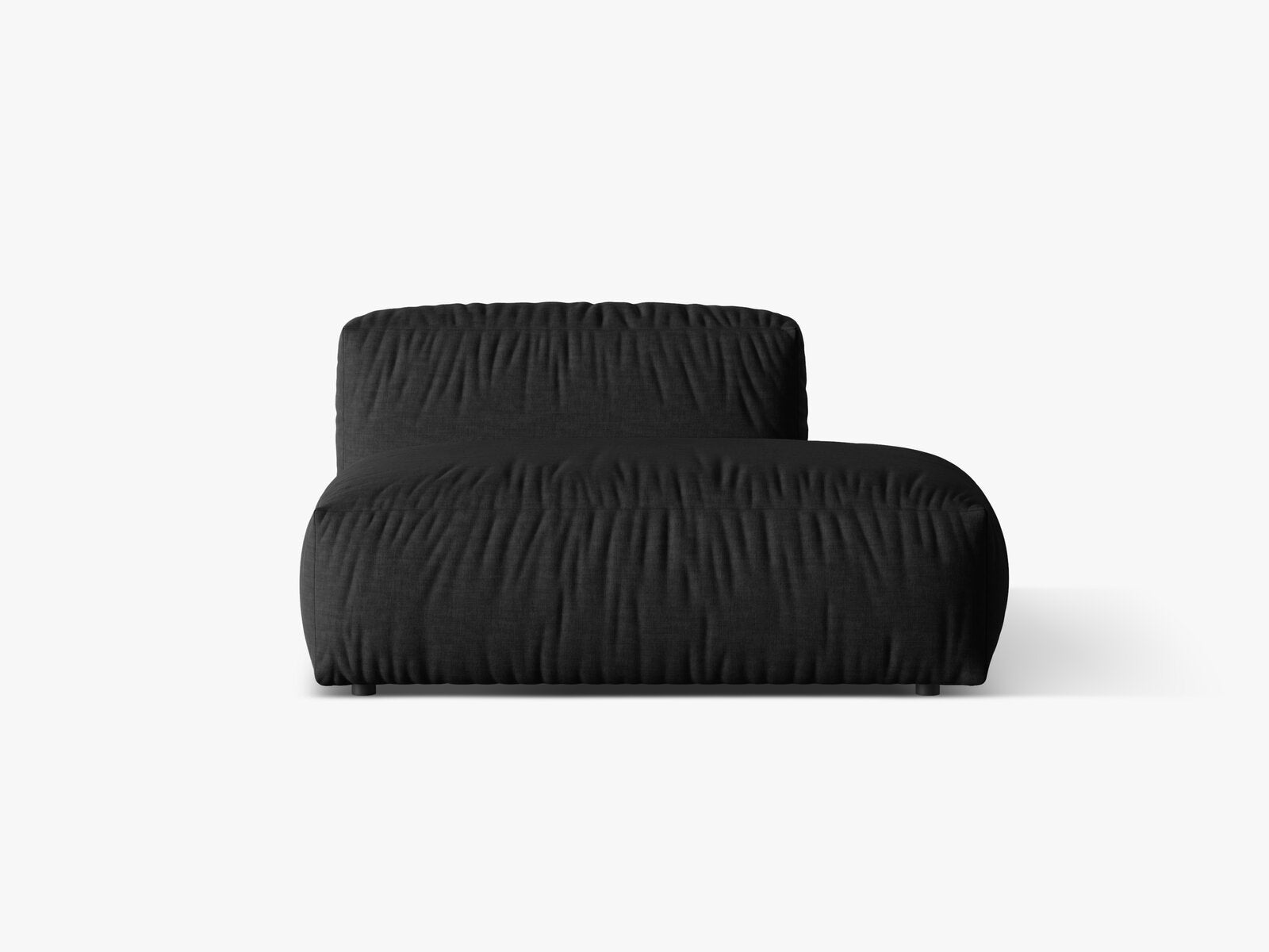 Micadoni Ecksofa-Modul Martina 1-Sitzer Strukturierter Stoff Boston Schwarz Rechts