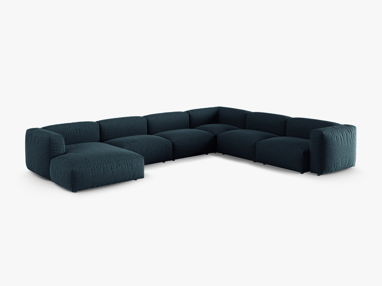 Micadoni modulares Ecksofa XL Martina 6-Sitzer 90cm Sitztiefe Rechts Strukturierter Stoff Boston Jeansblau
