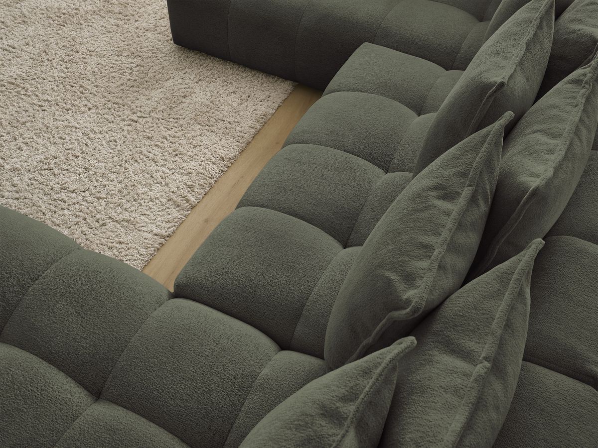 Bobochic Everest Wohnlandschaft, 14 Kissen Melange-Stoff Grün Ecke rechts
