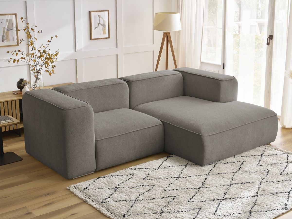 Bobochic Zephyr Ecksofa 260 × 165 cm Strukturstoff Taupe Ecke rechts