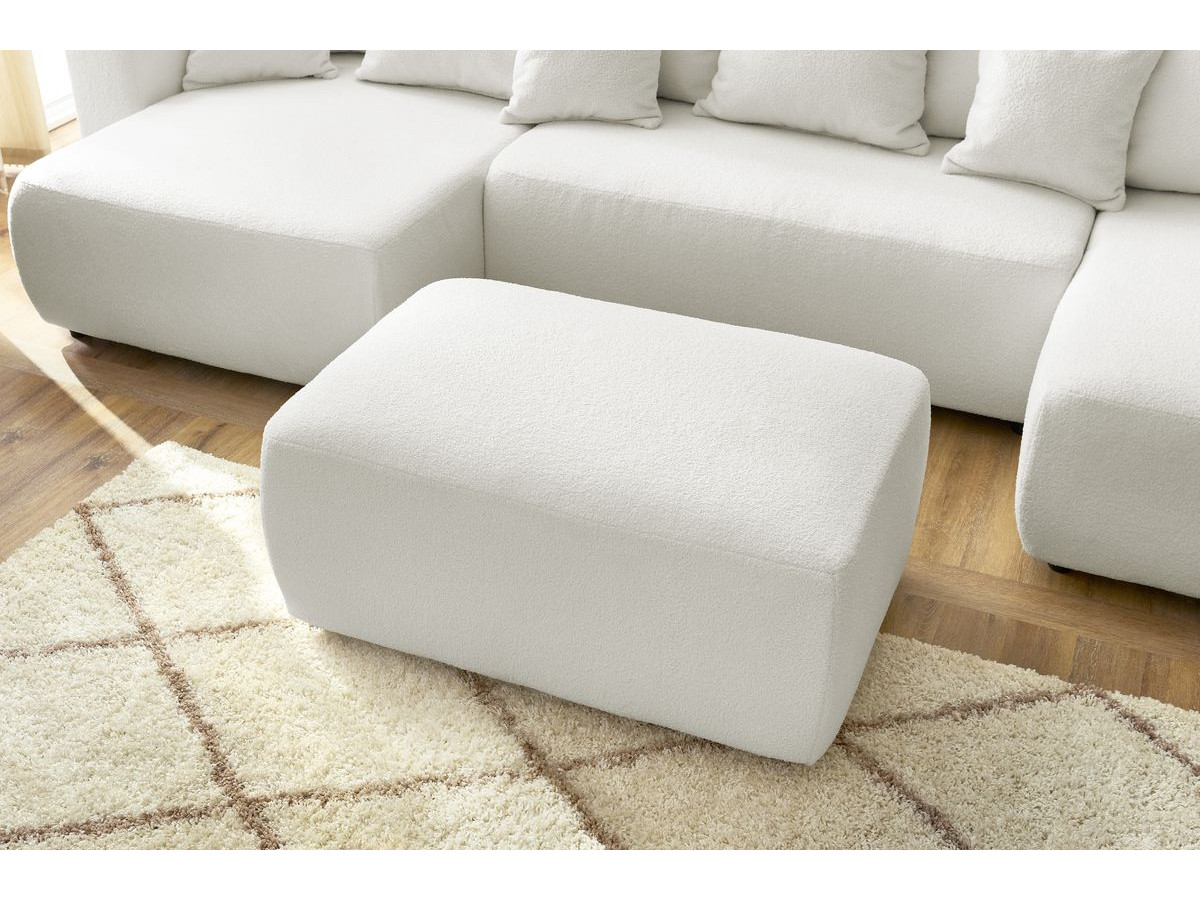Bobochic Envy Wohnlandschaft mit rechteckigem Pouf Bouclé-Stoff Weiß