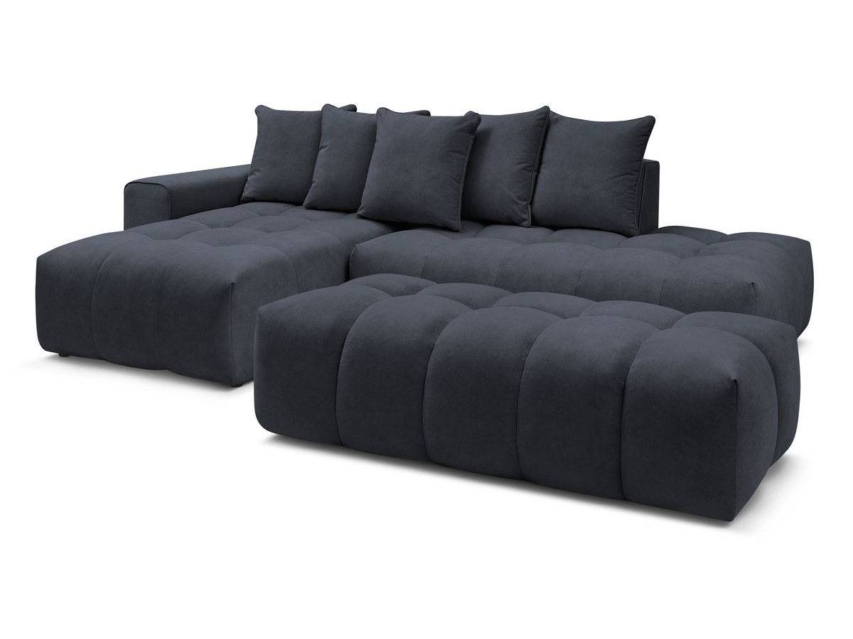Bobochic Mont-blanc Ecksofa mit Pouf Samt Dunkelblau Ecke links