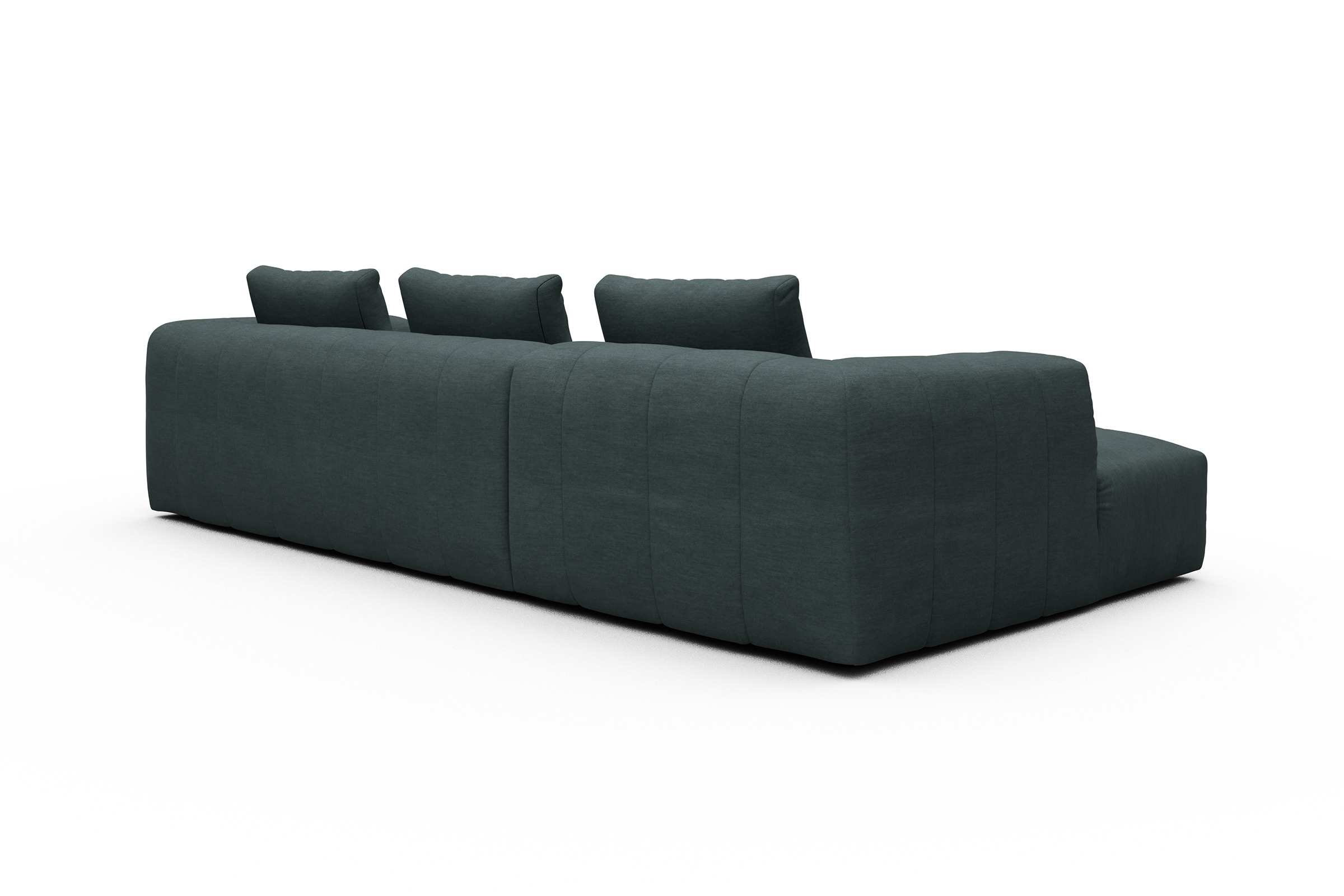 Ecksofa Hugo 2,5-Sitzer Armlehne rechts mit Chaiselongue Vivus-Blue