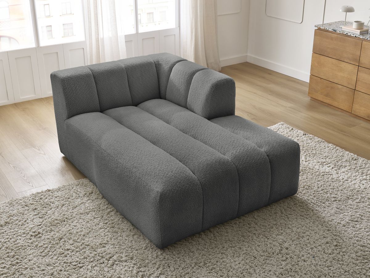 Bobochic Annecy Méridienne-Modul Bouclé-Stoff Dunkelgrau Ecke rechts