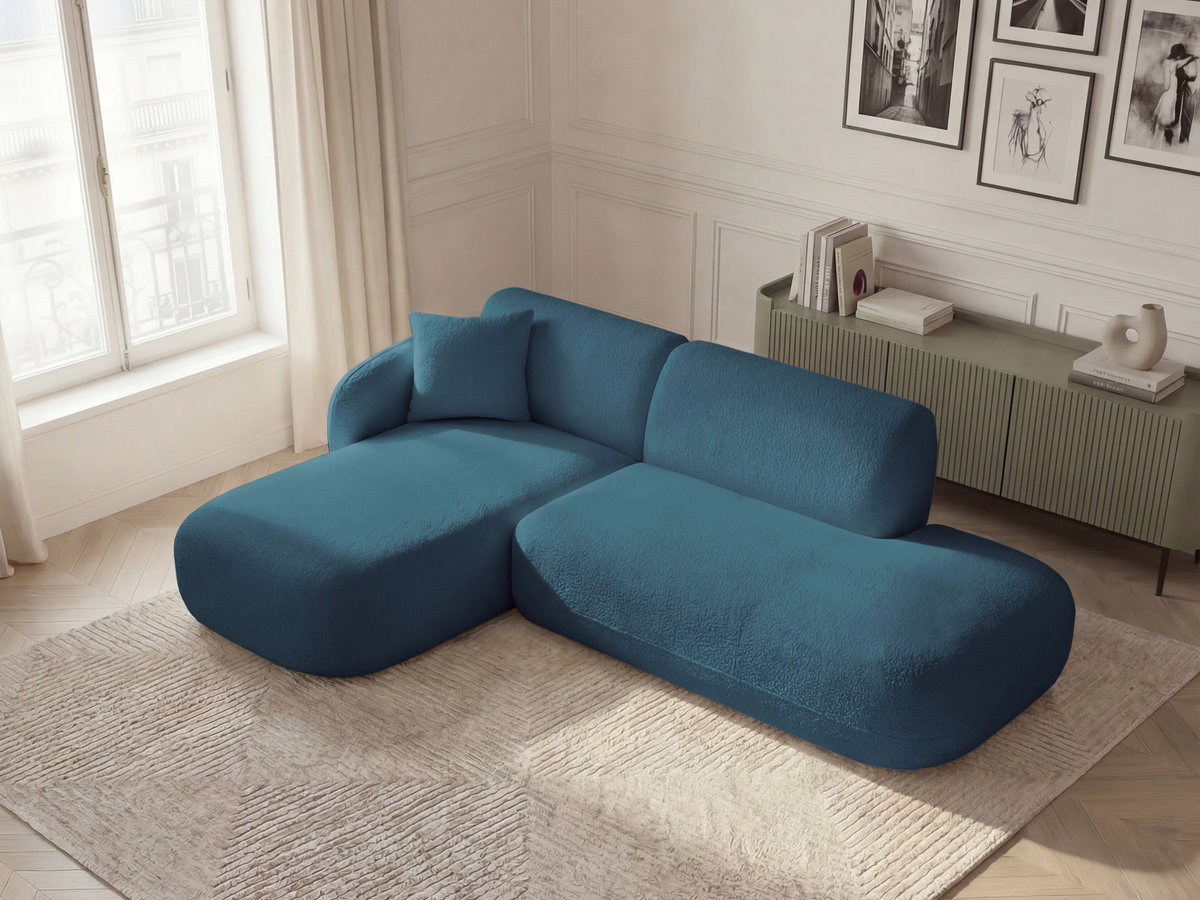Bobochic Anda Ecksofa 241 × 163 cm Chenille Hellblau Ecke links