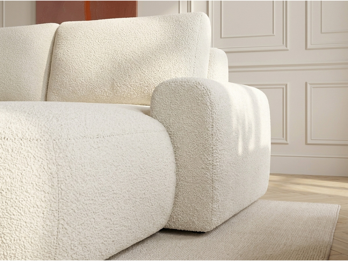 Bobochic Tango Ecksofa mit Schlaffunktion und Bettkasten Bouclé-Stoff Beige Ecke rechts