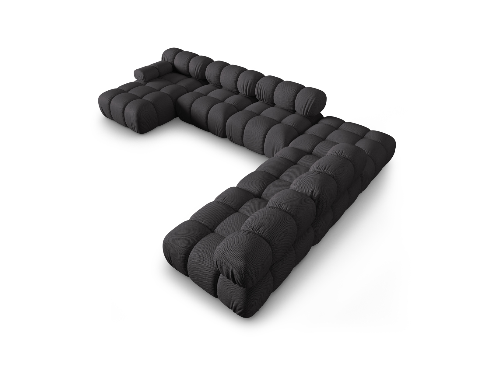 Micadoni Modulares Panorama Ecksofa Bellis 7-Sitzer Rechts 3D-Stoff Sonic Espresso
