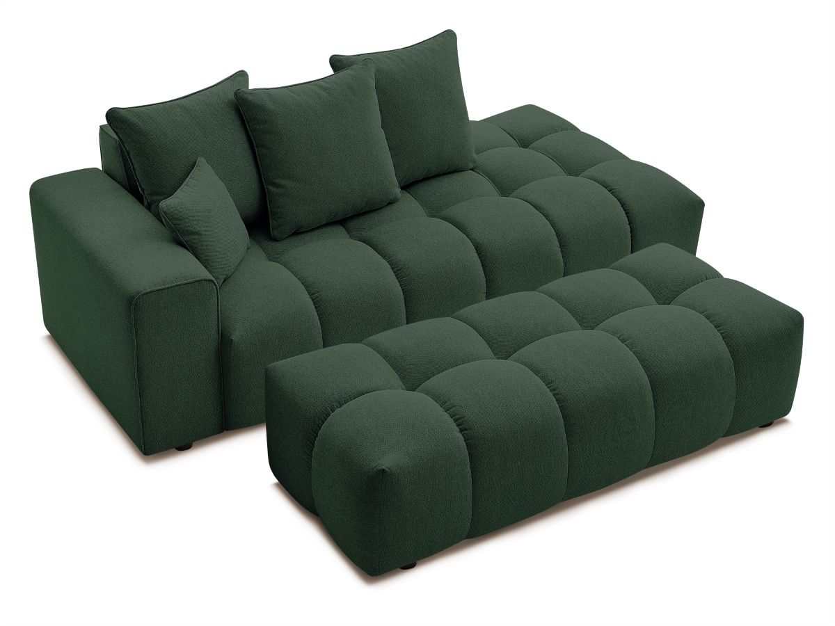 Bobochic Mont-blanc Sofa 5-Sitzer mit Pouf Melange-Stoff Grün Armlehne links