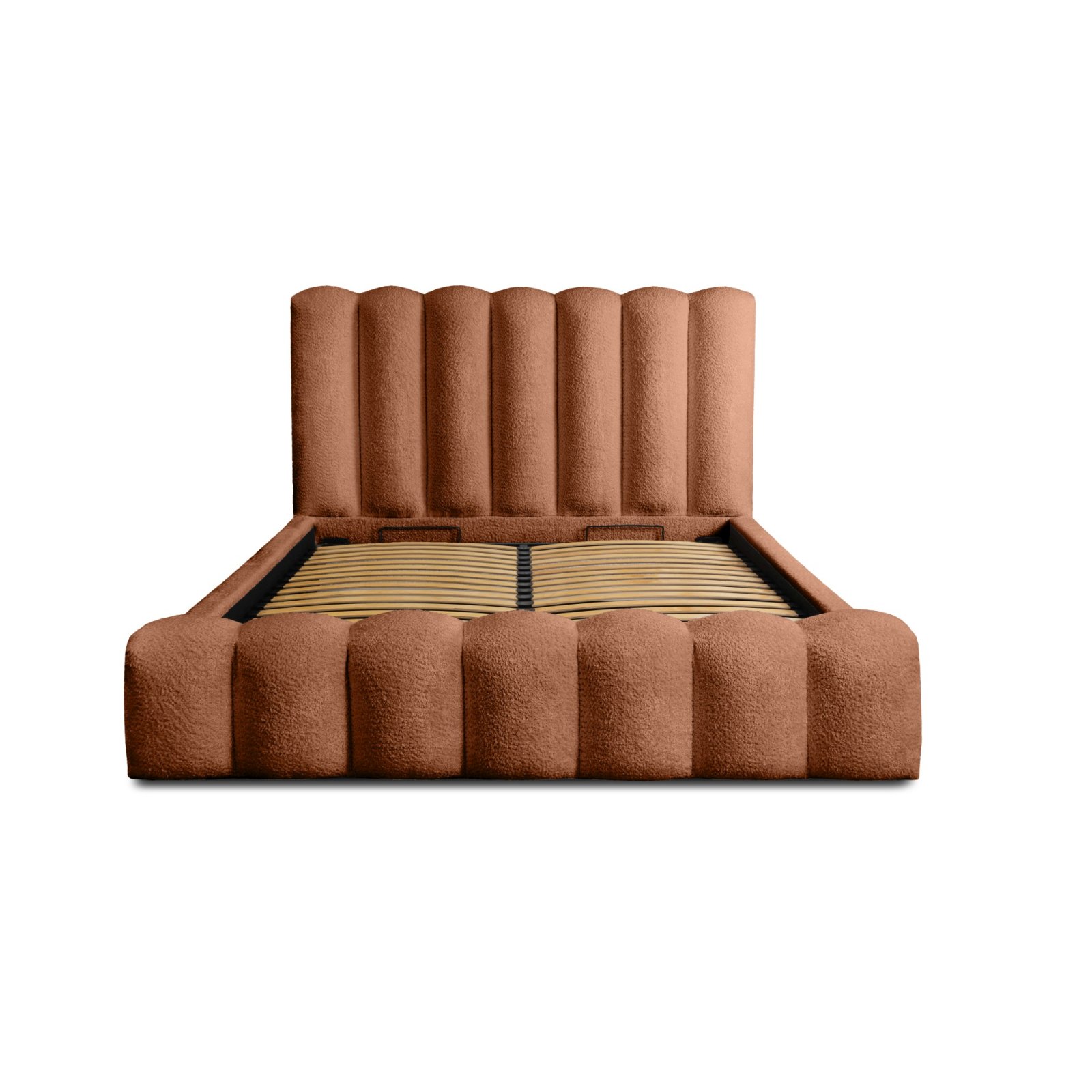 Polsterbett Laro Boucle 180x200 mit Metallrahmen Euphoria 09 Deep Terra