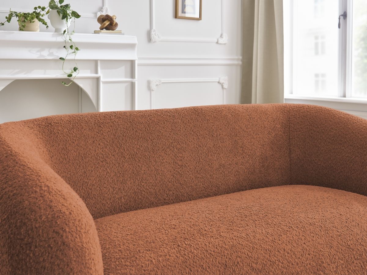 Bobochic Celine Sofa 2-Sitzer Bouclé-Stoff Orange