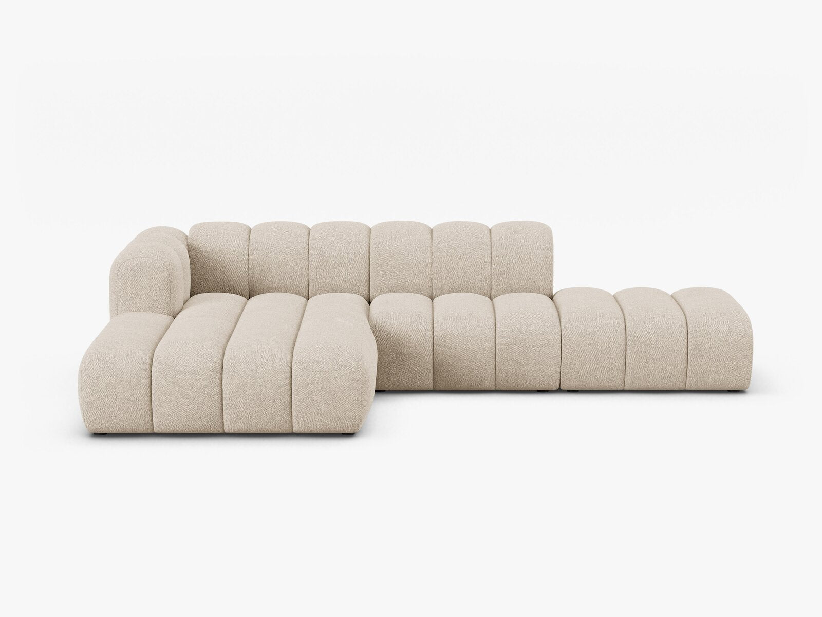 Micadoni Modulares Ecksofa offen Lupine 5-Sitzer Links Boucle Baloo Beige