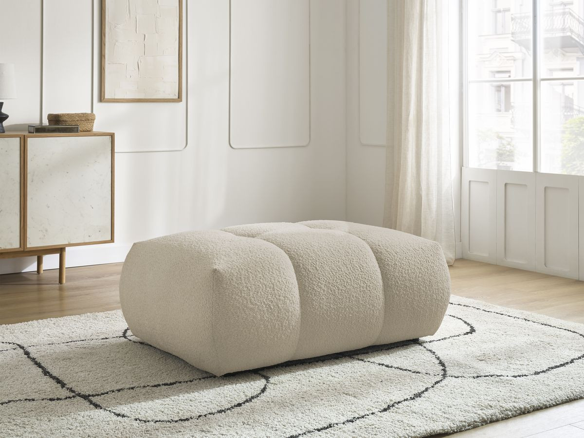 Bobochic Fuji Pouf Bouclé-Stoff Beige