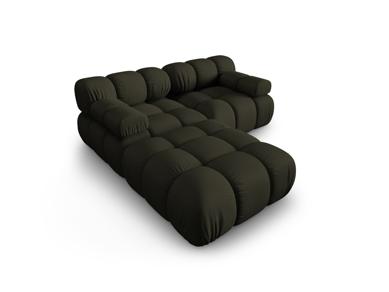 Micadoni Modulares Sofa Bellis 3-Sitzer mit flachem Modul 3D-Stoff Sonic Amazonas Grün