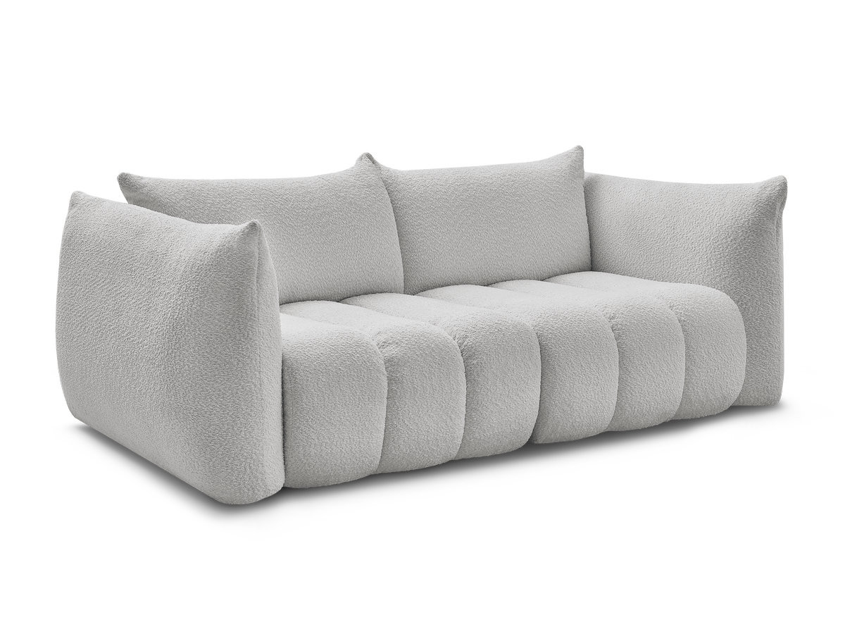 Bobochic Azra Sofa 3-Sitzer Bouclé-Stoff Hellgrau