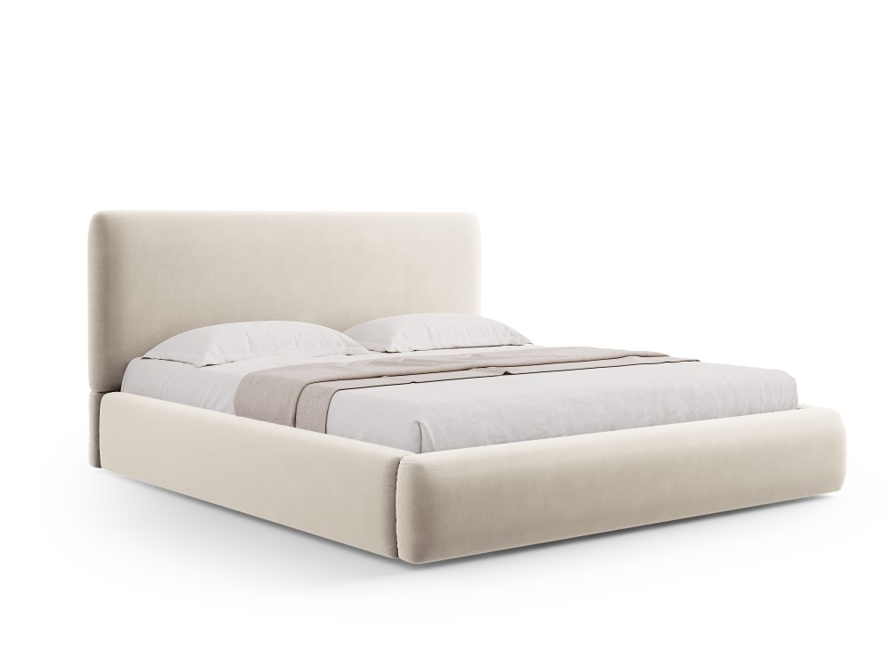 Cosmopolitan Design Stauraumbett mit Kopfteil Colonel 140x200 Samt Riviera Beige