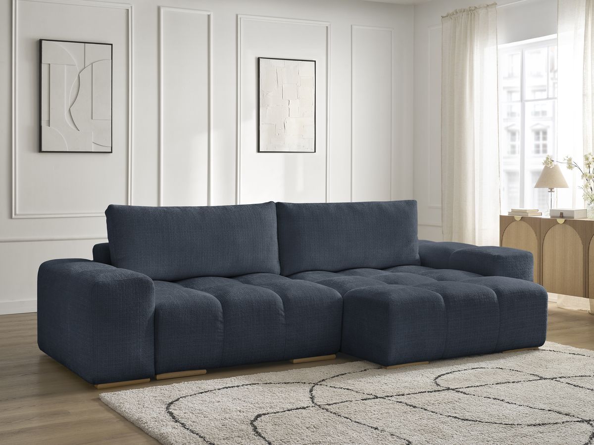 Bobochic Anakin Ecksofa, 2 Kissen Strukturstoff Dunkelblau