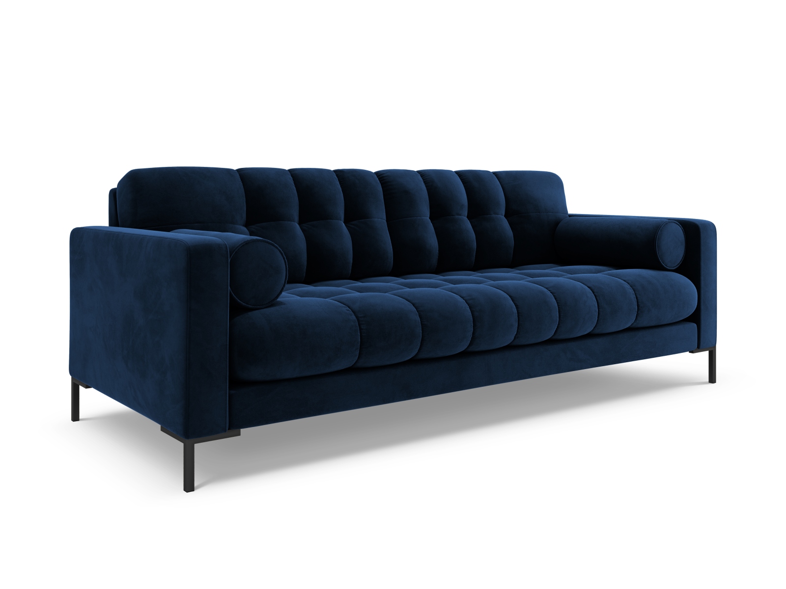 Cosmopolitan Design Sofa Bali 4-Sitzer Samt Bluvel Königsblau Beine Schwarzes Metall