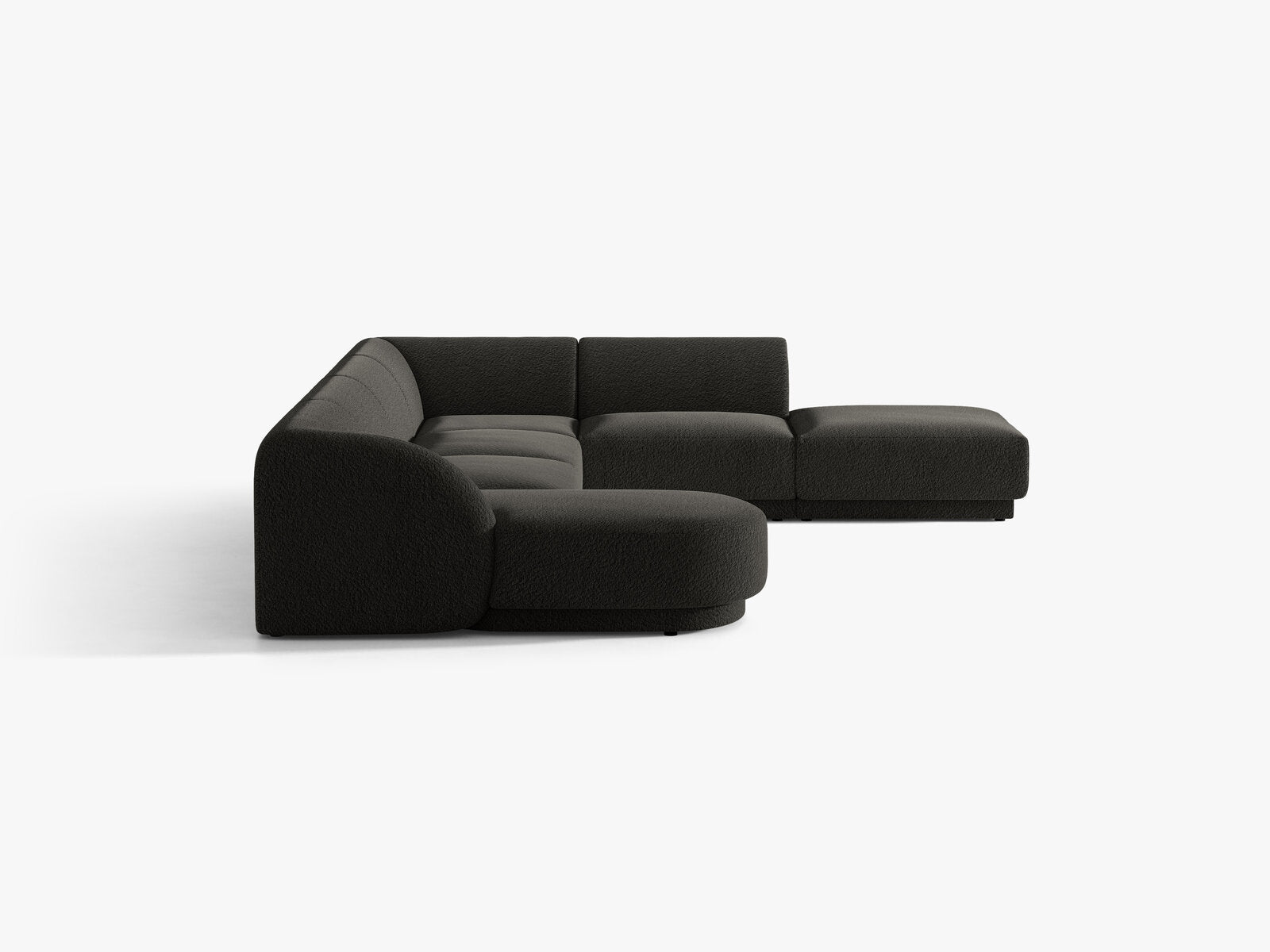 Micadoni Panorama-Ecksofa Miley 6-Sitzer Rechts Boucle Baloo Braun