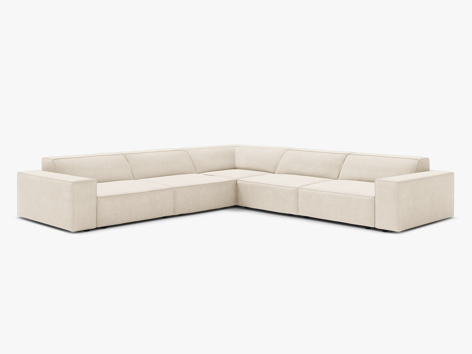 Micadoni Symmetrisches Ecksofa Jodie 6-Sitzer Samt Helles Beige