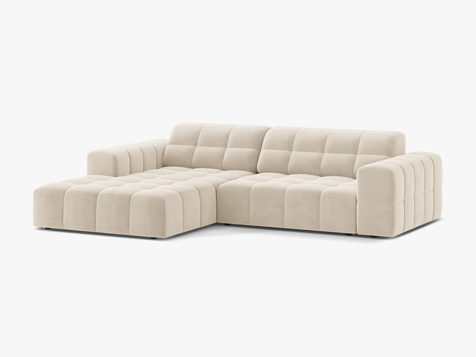 Micadoni Jennifer Ecksofa 4-Sitzer Links Samt Bluvel Helles Beige