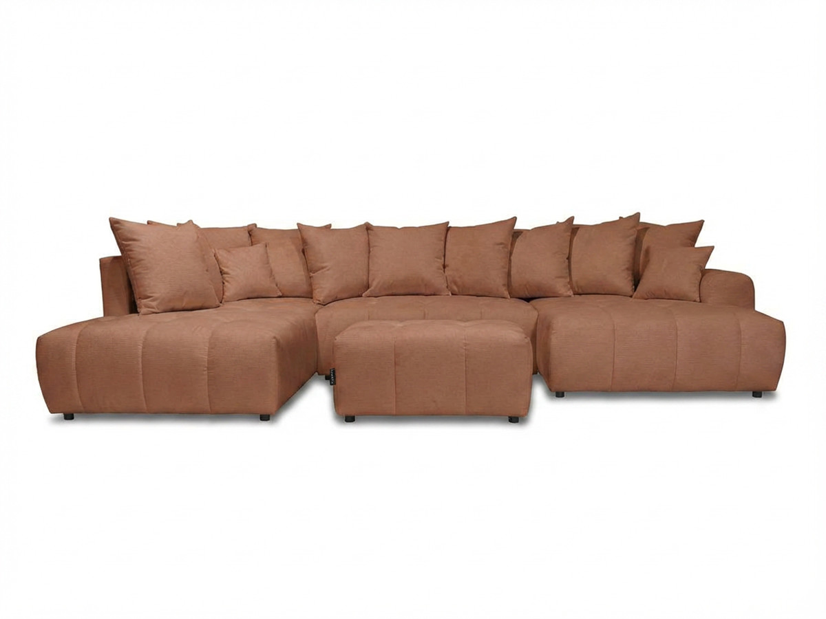 Bobochic Roxelane Wohnlandschaft mit Pouf Melange-Stoff Orange Ecke rechts
