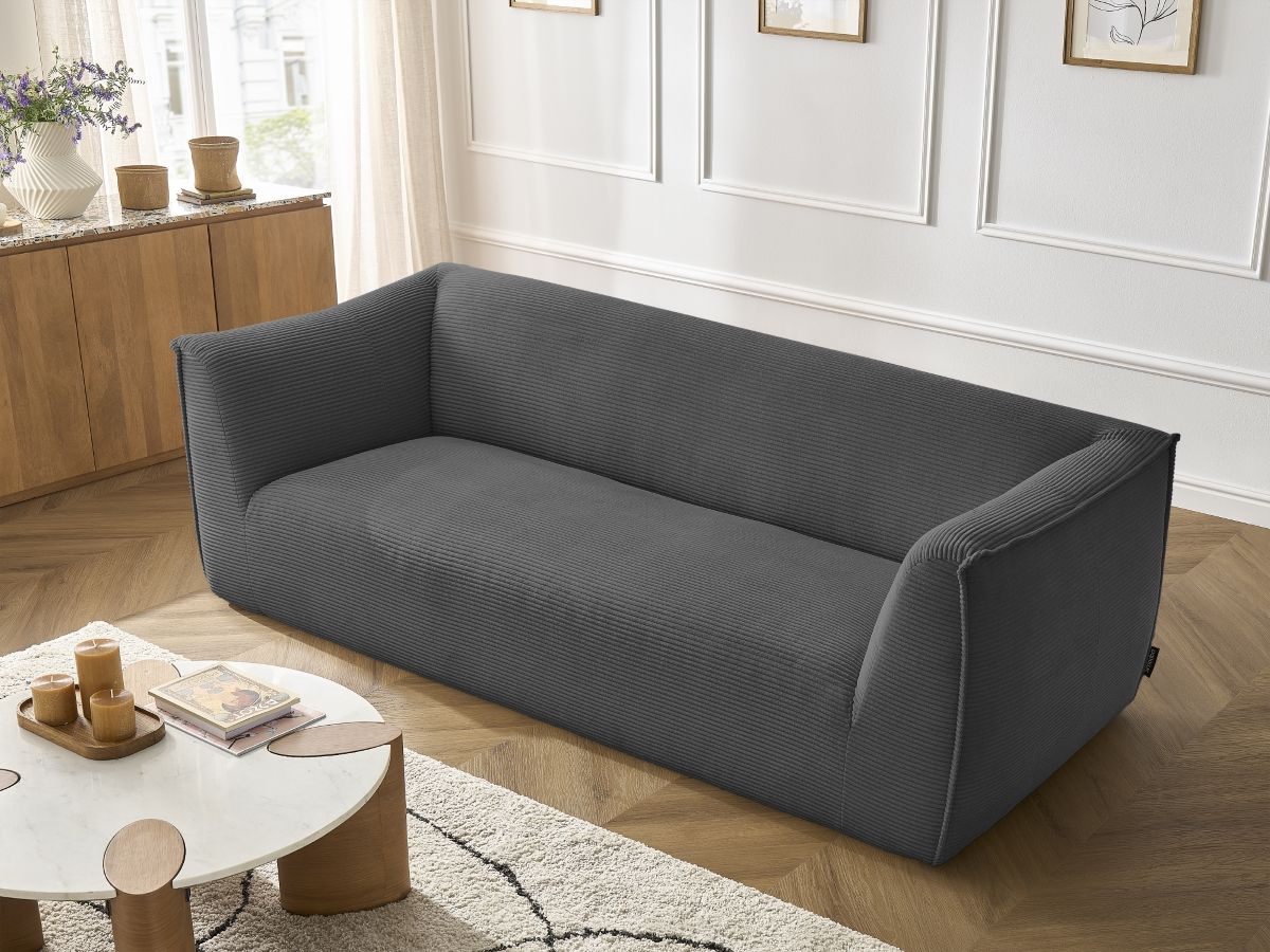 Bobochic Giorgia Sofa 3-Sitzer Cordsamt Dunkelgrau