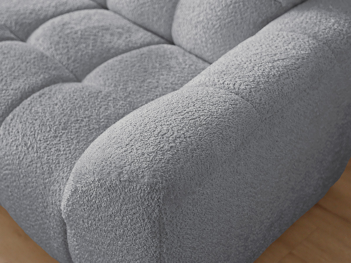 Bobochic Jaya Ecksofa mit Pouf Chenille Grau Ecke links