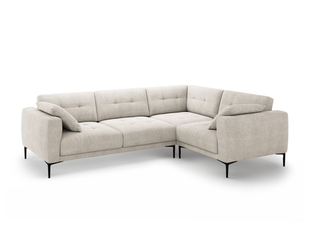 Cosmopolitan Design Ecksofa Lazio 4-Sitzer Strukturierter Stoff Sorella Beige Rechts