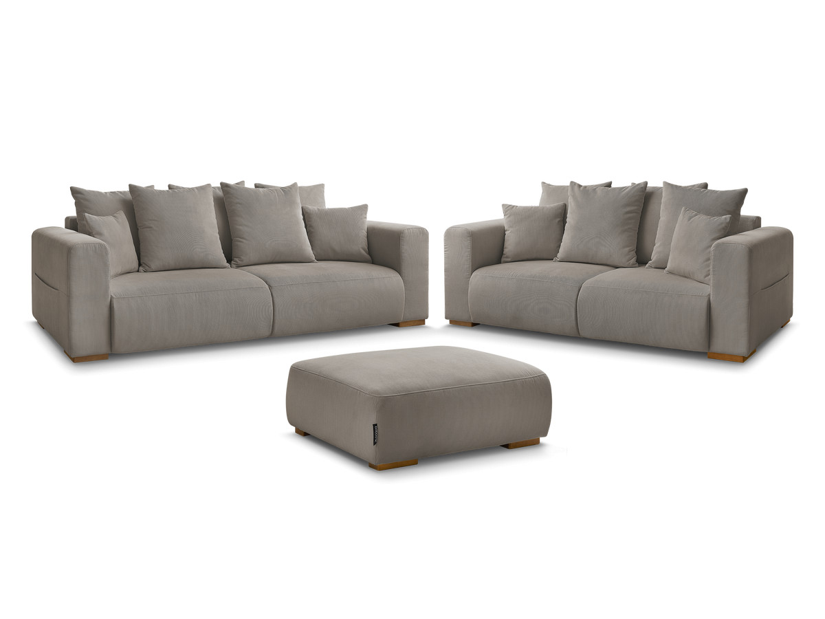 Bobochic Sidonie Sofa 6-Sitzer mit Pouf Cordsamt Taupe