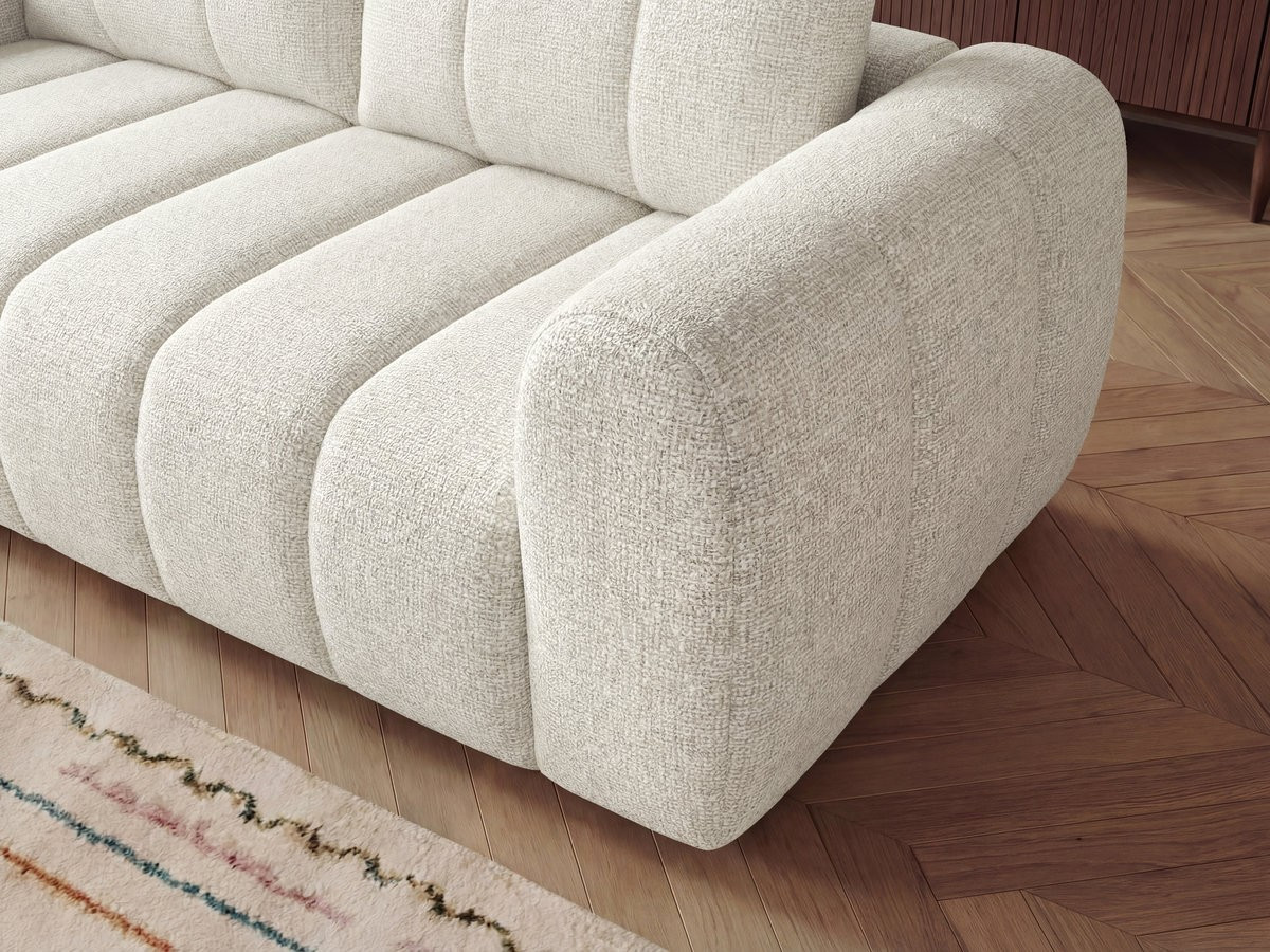 Bobochic Nesty Ecksofa in L-Form, 256 cm, mit Pouf Melange-Stoff Beige Ecke links