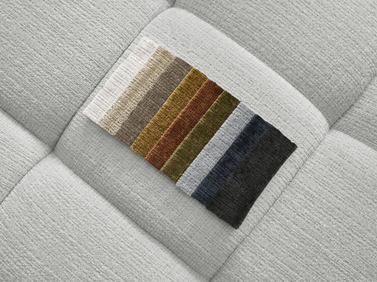 Bobochic Ivane Ecksofa mit Pouf Strukturstoff Hellgrau Ecke rechts