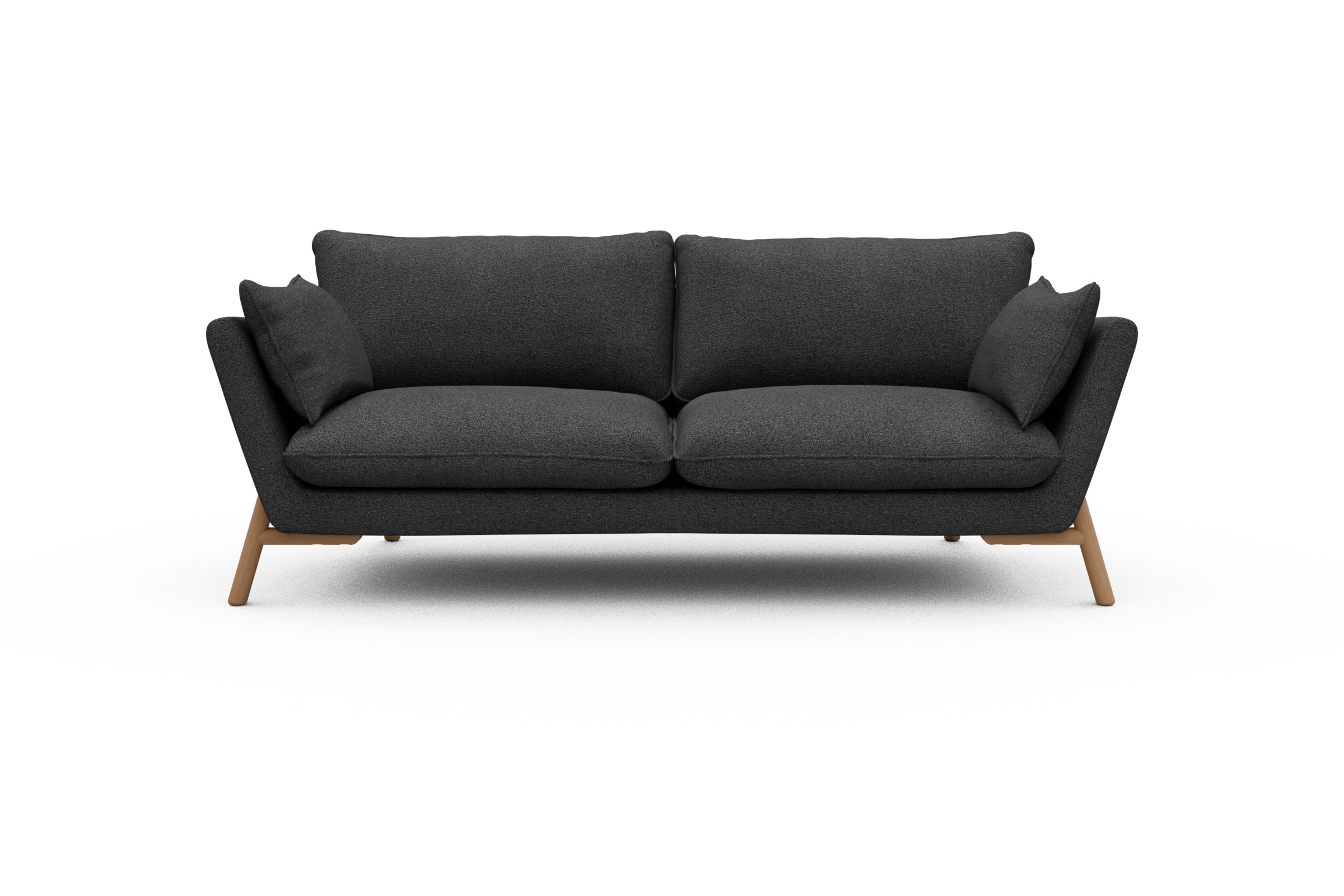 Skandi Home Sofa Emil 3-Sitzer Beinfarbe Eiche Natur Boucle-Charcoal moebelfaktor