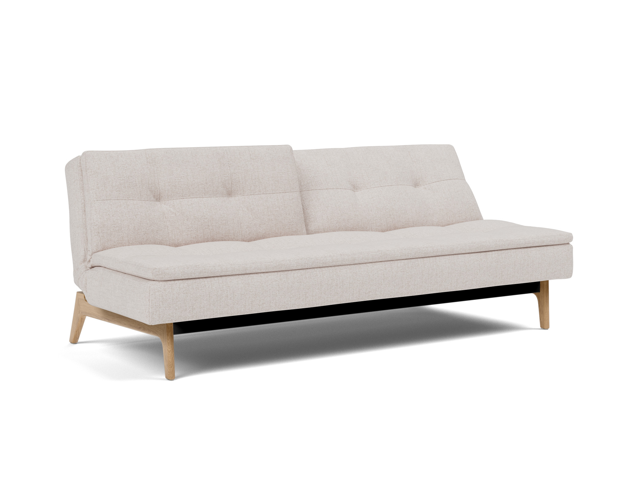Schlafsofa Dublexo Strukturierter Stoff Weda 300-Weda-Sand Beine Eiche