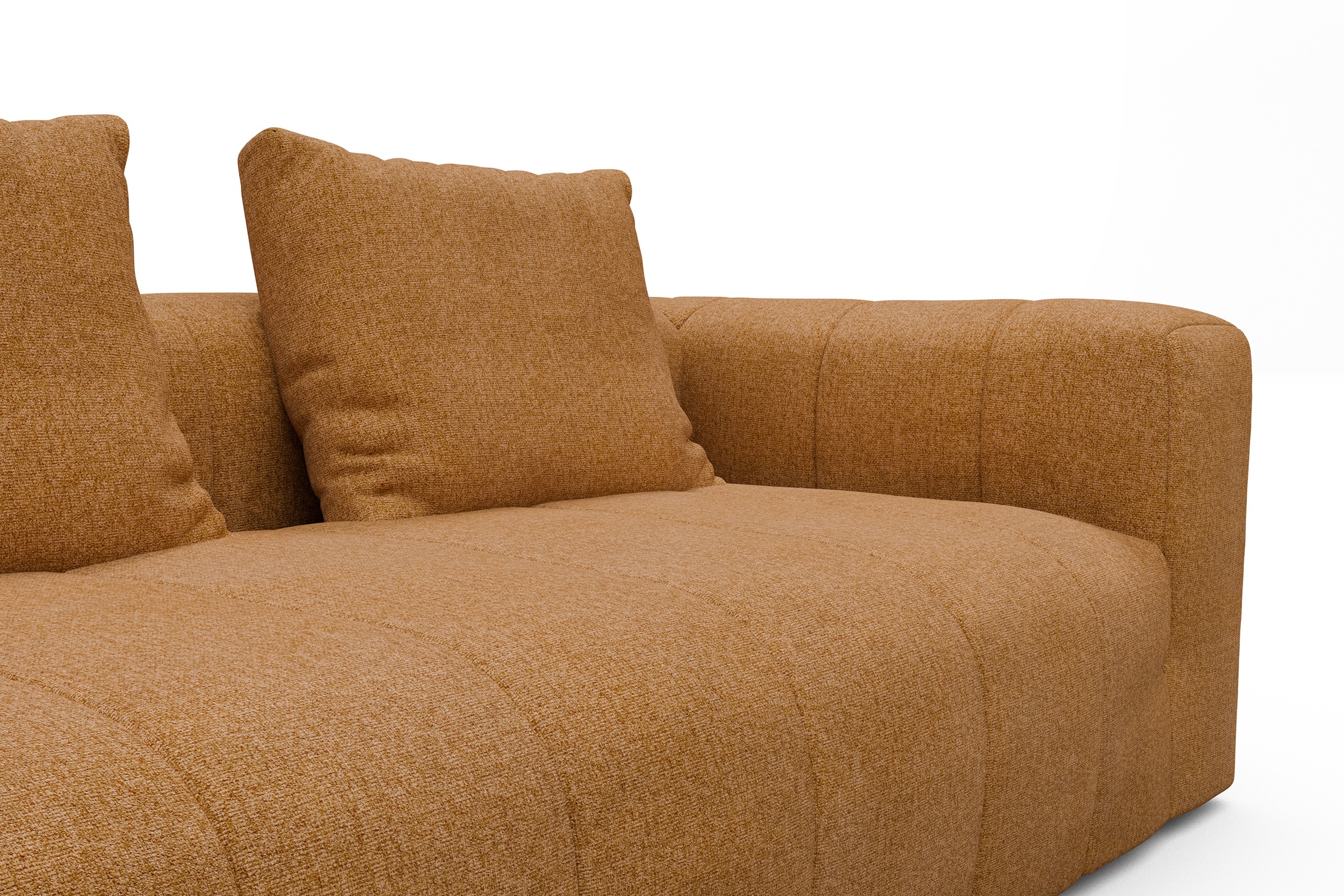 Ecksofa Hugo 2,5-Sitzer Armlehne rechts mit Chaiselongue Casone-Warm-Yellow