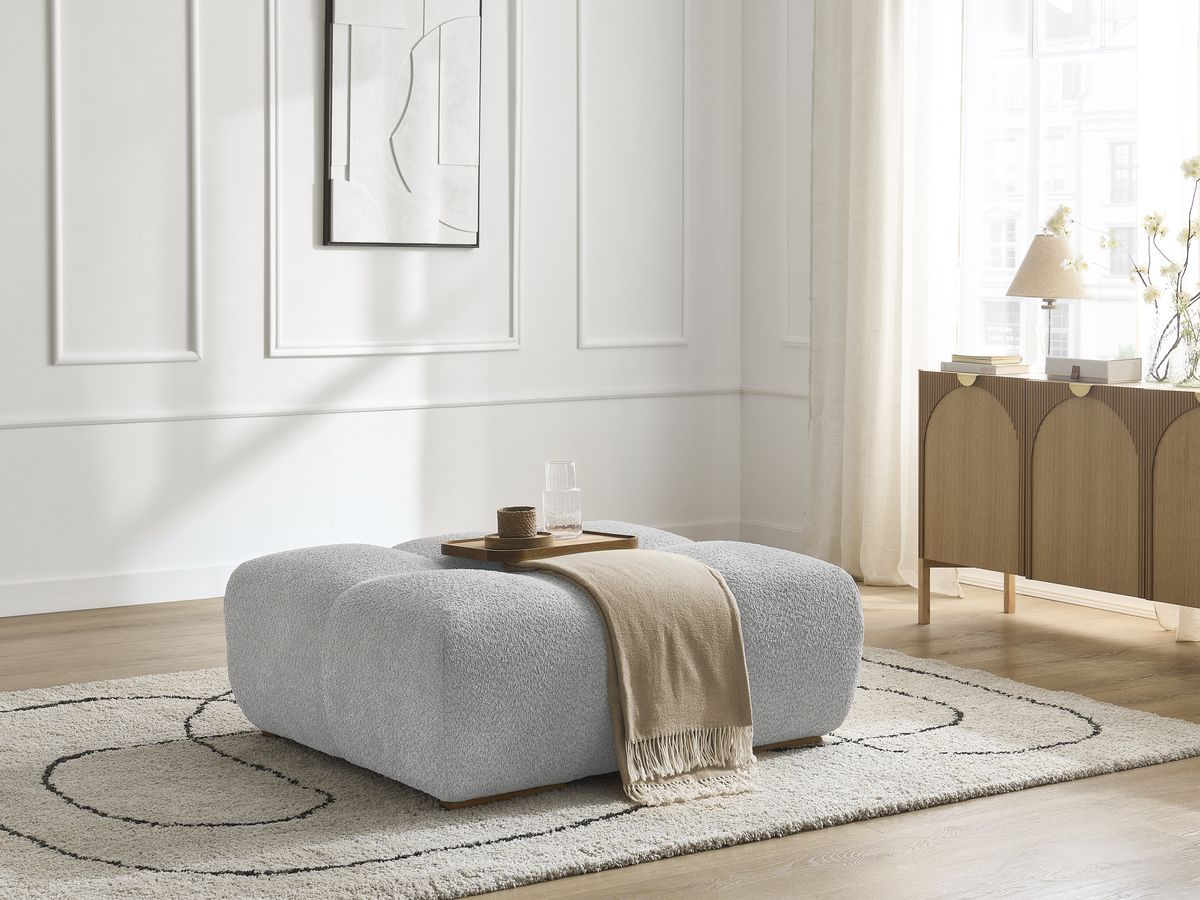 Bobochic Anakin Pouf Bouclé-Stoff Hellgrau