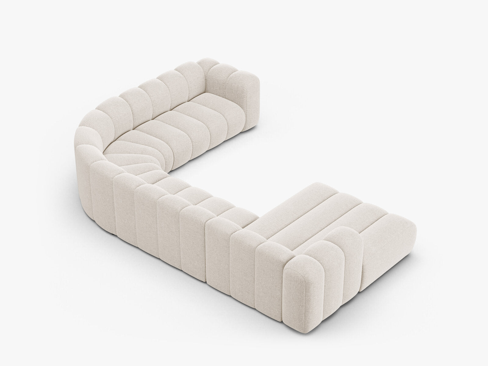 Micadoni Modulares Panorama Ecksofa Lupine 6-Sitzer Rechts Chenille Eden Helles Beige