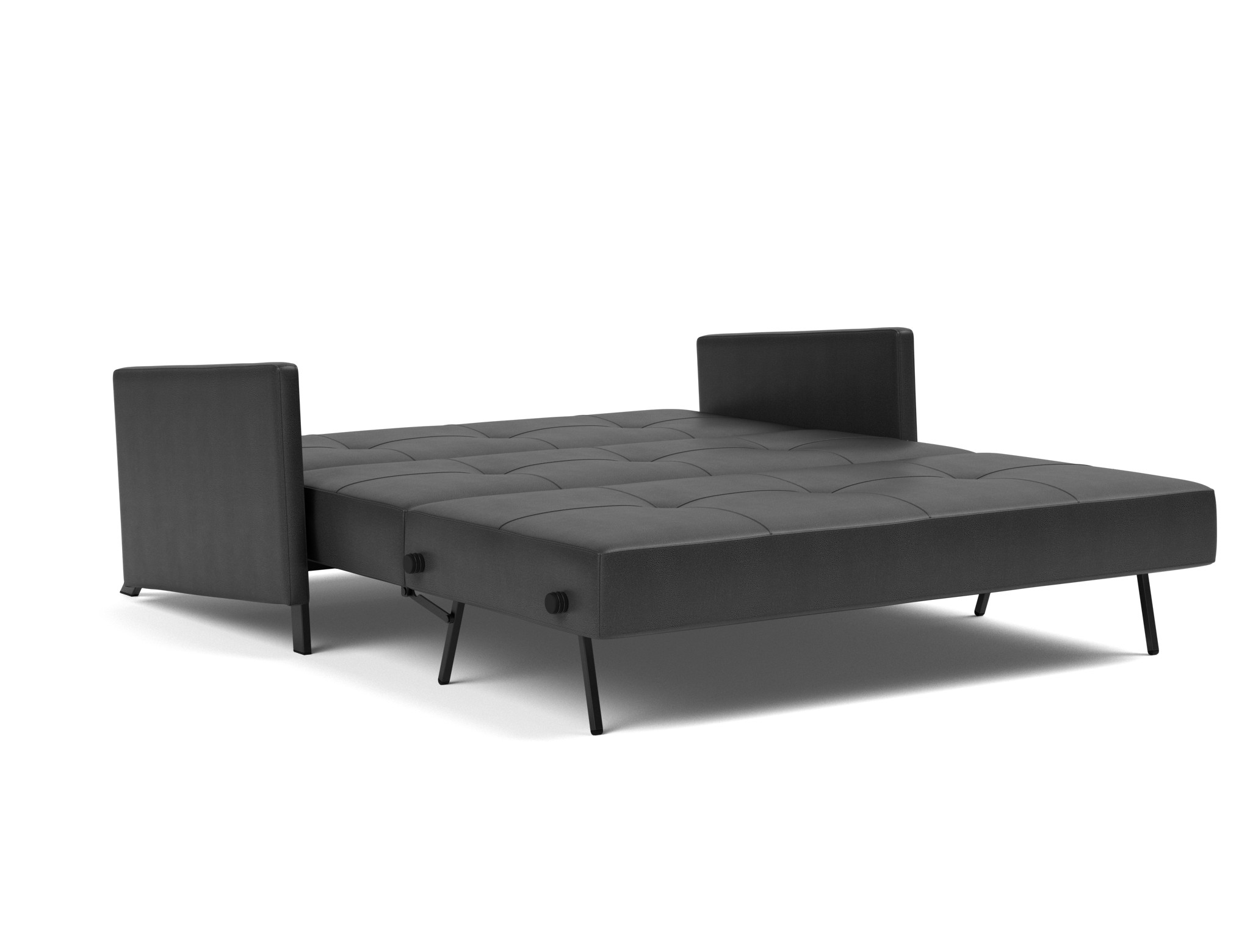 Schlafsofa Cubed mit Armlehnen 160 Lederoptik Faunal 550-Black