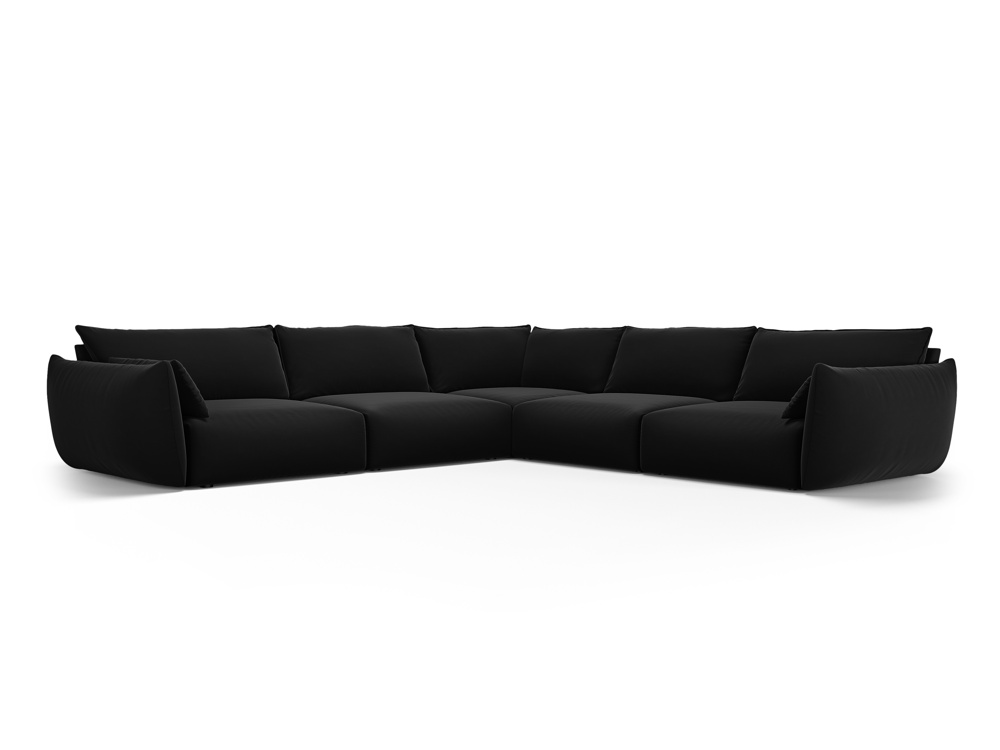 Cosmopolitan Design Symmetrisches Ecksofa Matera 7-Sitzer Samt Salvador Schwarz