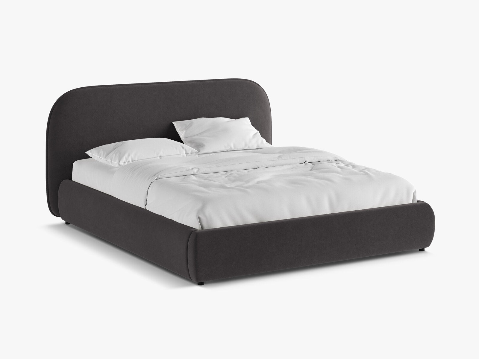 Micadoni Murada Bett mit Kopfteil Samt Salvador Dunkelgrau 140x200