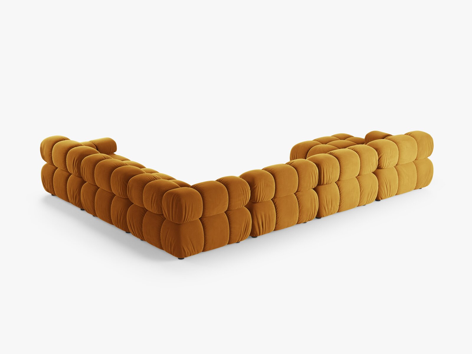 Micadoni Modulares Panorama Ecksofa Bellis 8-Sitzer Rechts Samt Venus Gelb