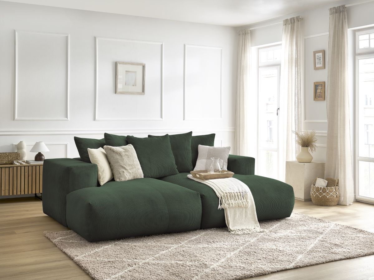 Bobochic Voltaire Sofa 4-Sitzer 248 × 170 cm Cordsamt Grün
