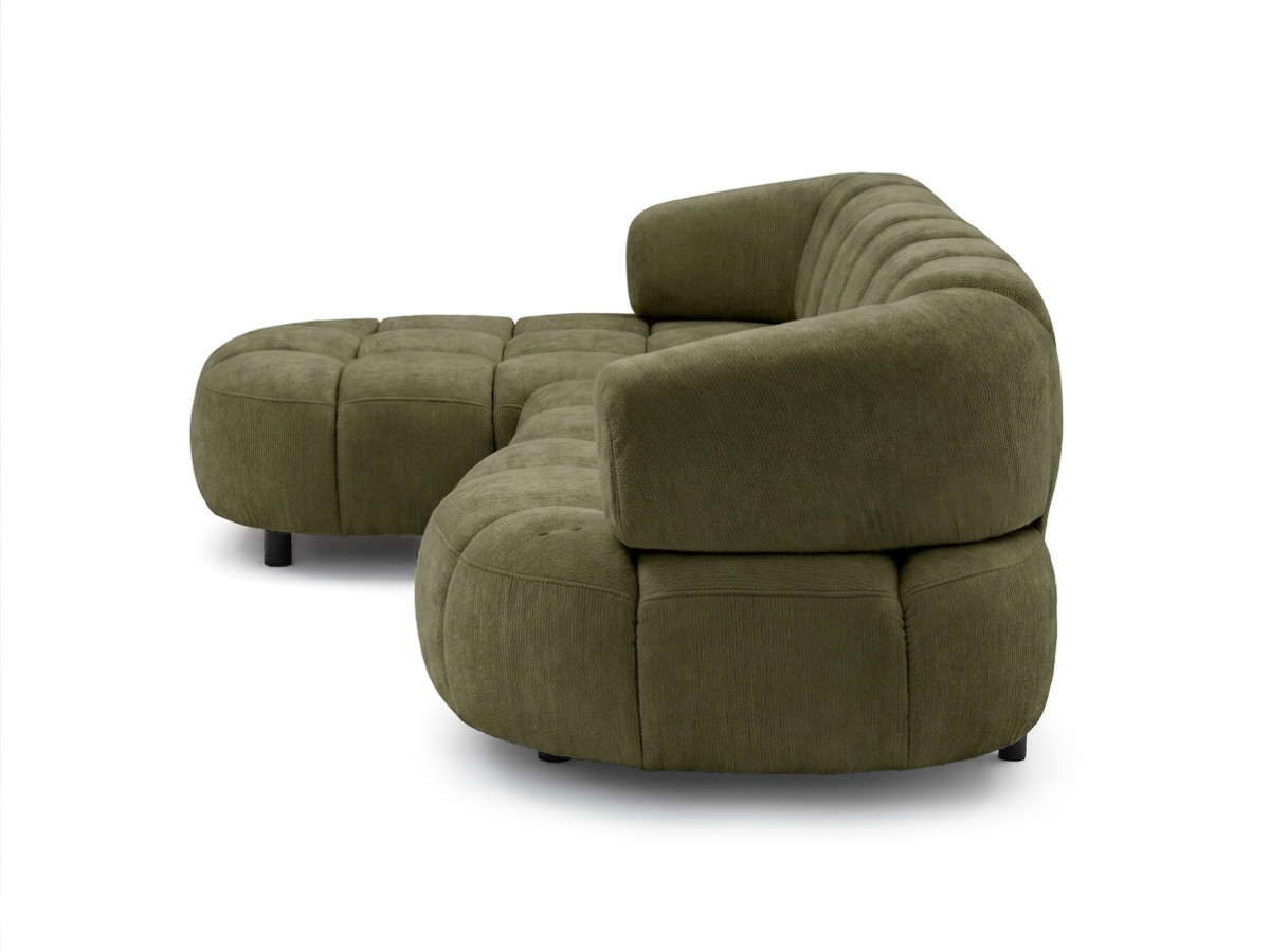 Bobochic Lovely Ecksofa mit Schlaffunktion Stoff Grün Ecke links