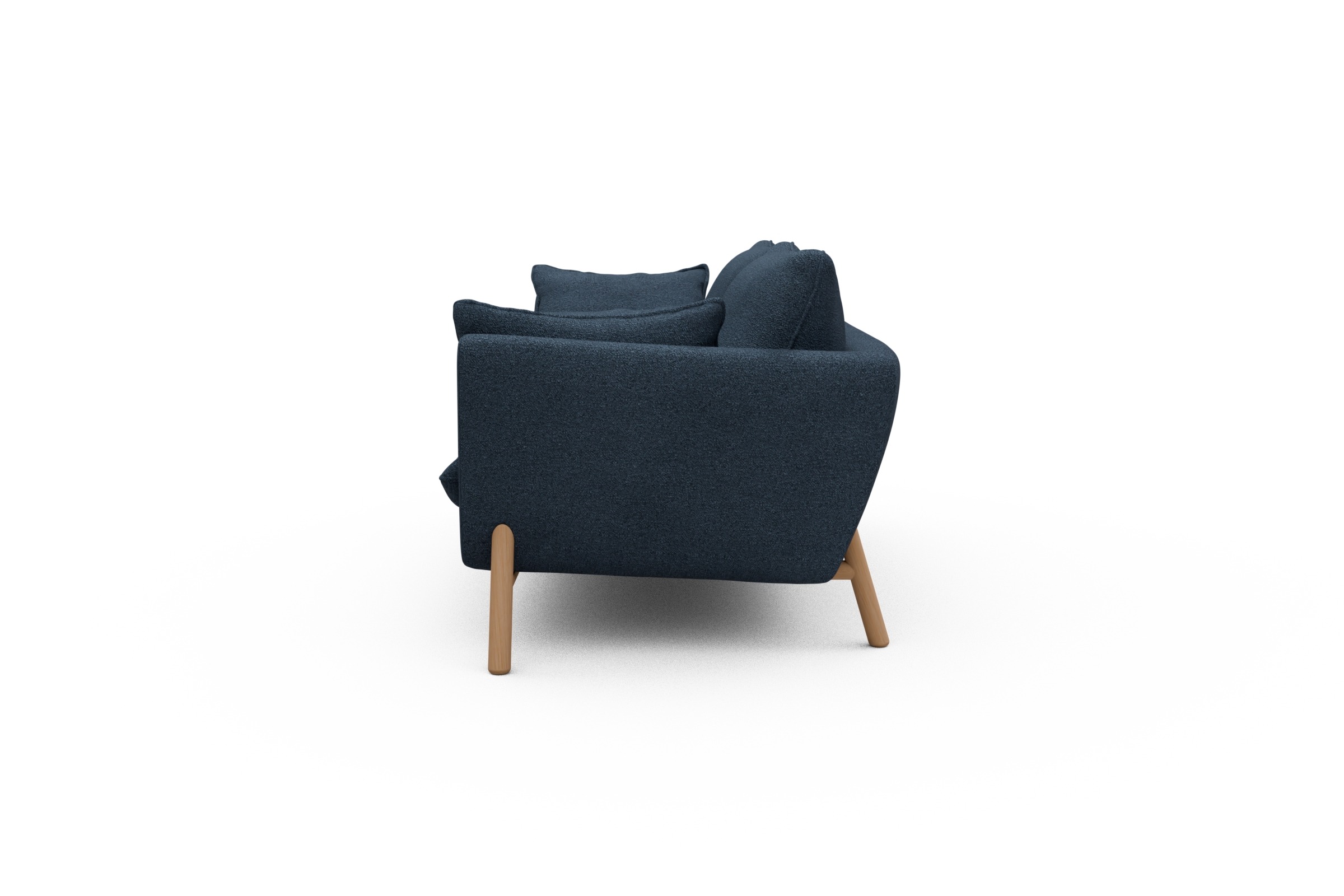 Sofa Emil 2-Sitzer Beinfarbe Eiche Natur Boucle-Blue