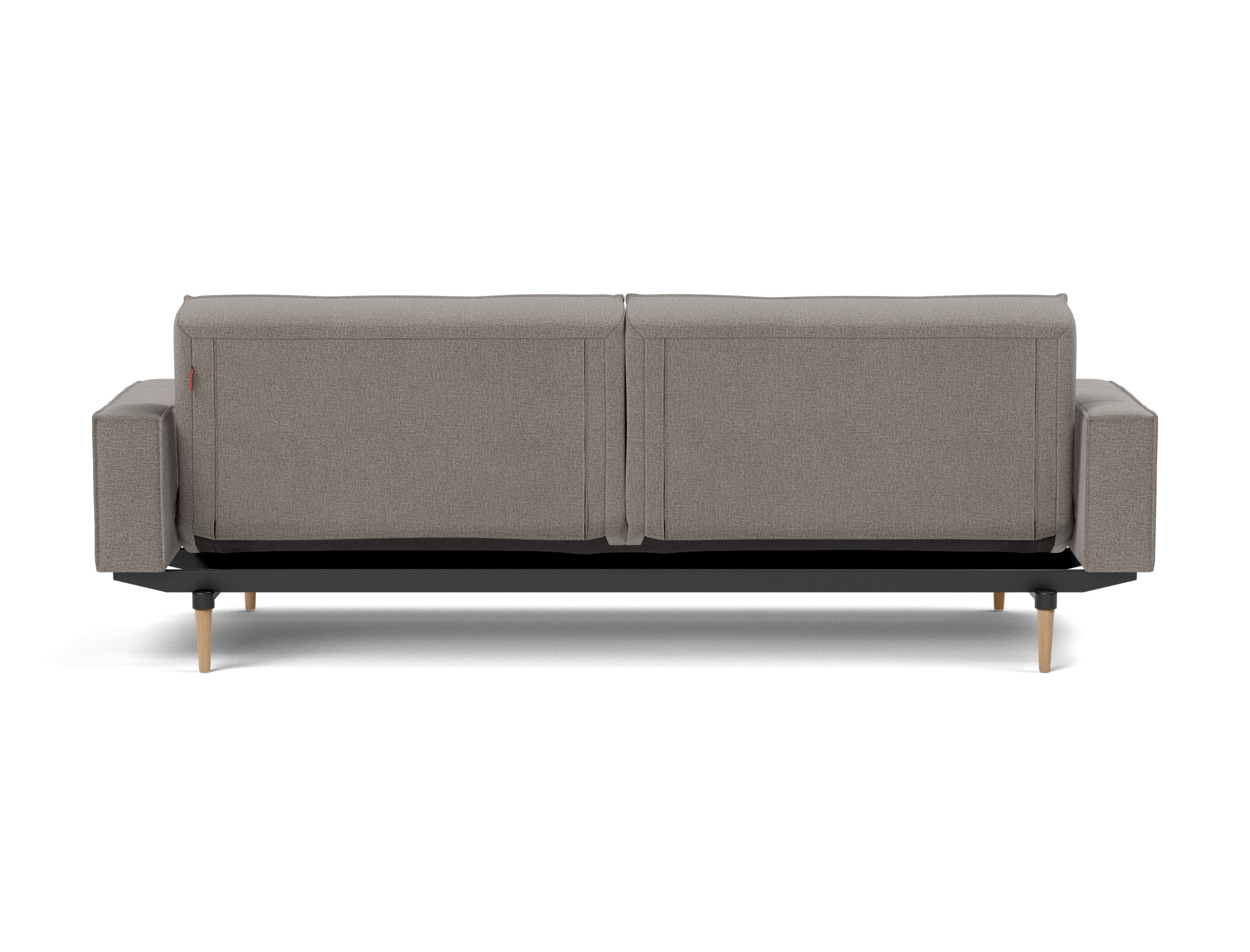 Schlafsofa Splitback mit Armlehnen Flachgewebe Mixed Dance 521-Grey Beine Styletto Eiche hell