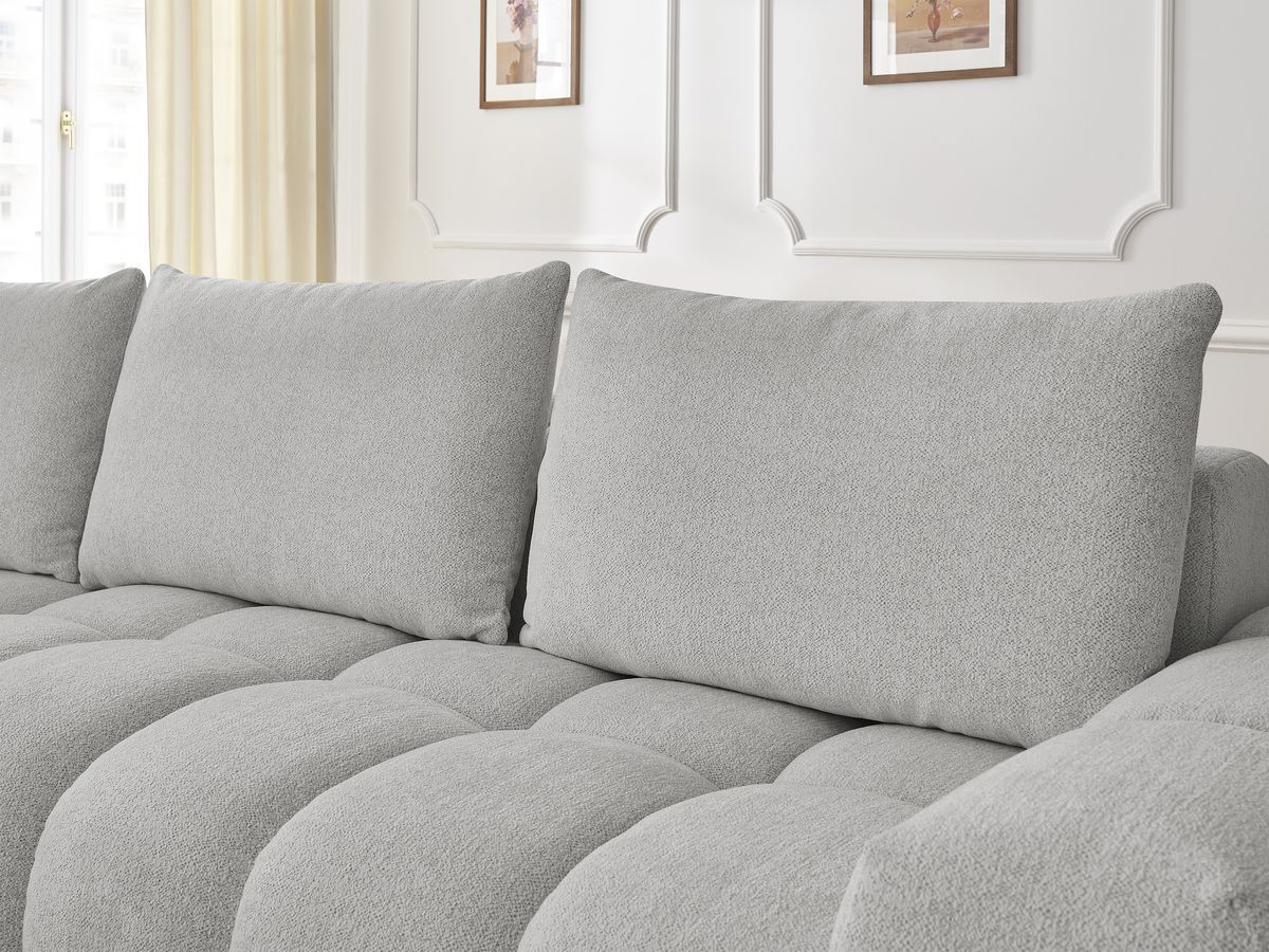 Bobochic Everest Ecksofa, 4 Kissen Melange-Stoff Hellgrau Ecke links