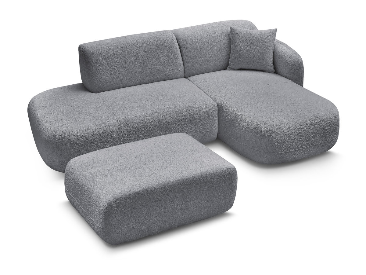 Bobochic Anda Ecksofa mit Pouf 241 × 163 cm Chenille Grau Ecke rechts