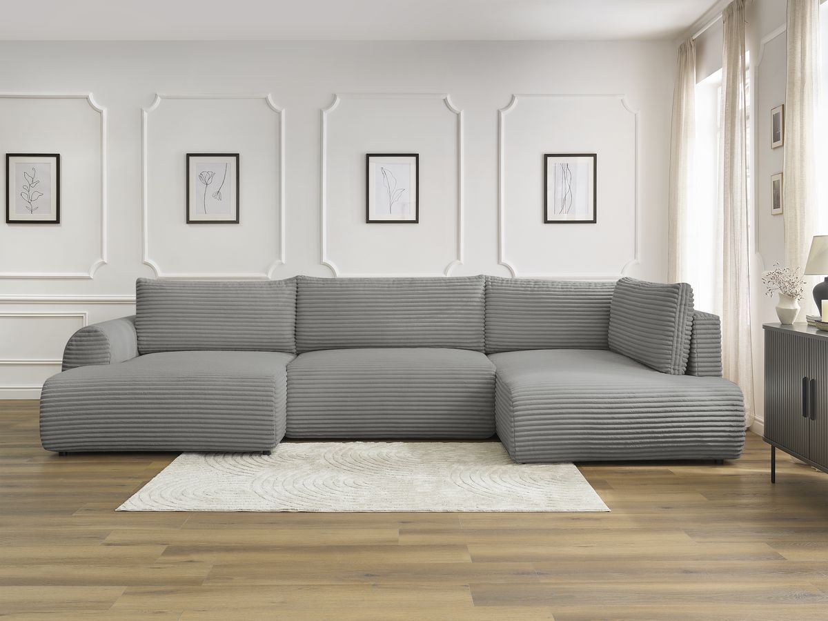 Bobochic Lucien Wohnlandschaft Breitcord weich Dunkelgrau Ecke links