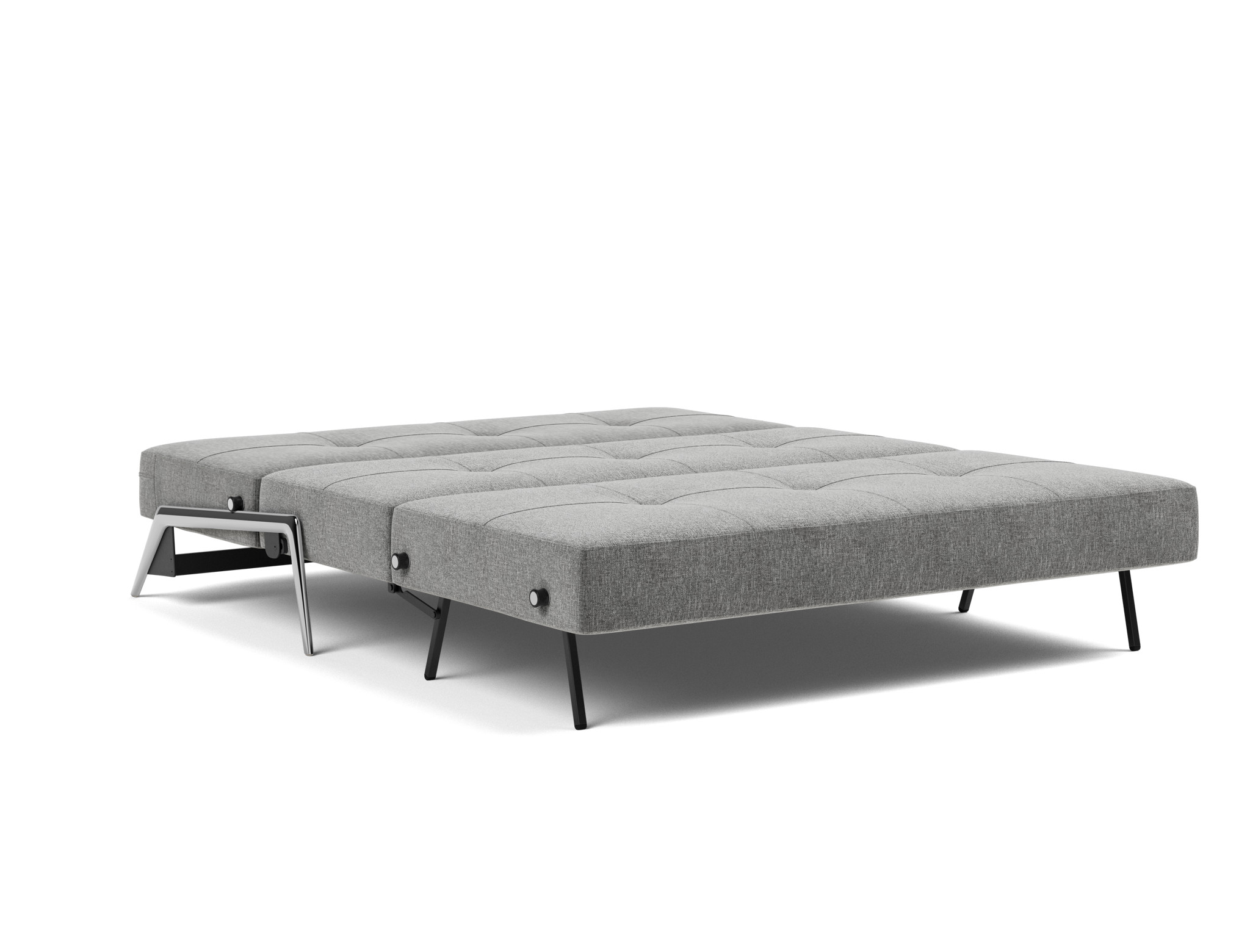 Schlafsofa Cubed 160 Strukturierter Stoff Twist 563-Charcoal Beine Aluminium